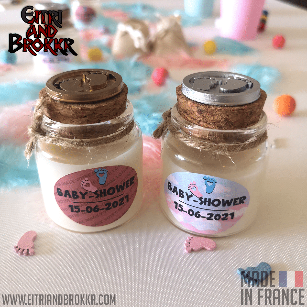 Baby Shower - Bougies personnalisées parfumées et cadeau pour invités