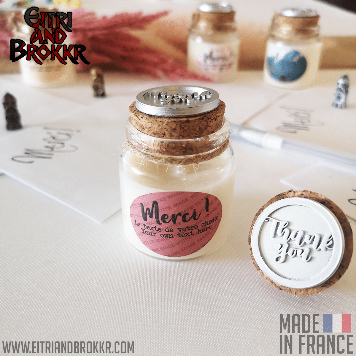 Remerciement - Bougies personnalisées parfumées et cadeau pour invités
