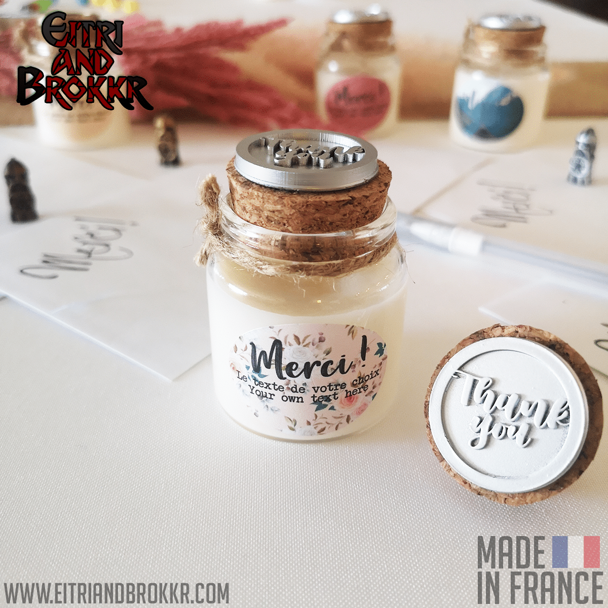 Remerciement - Bougies personnalisées parfumées et cadeau pour invités