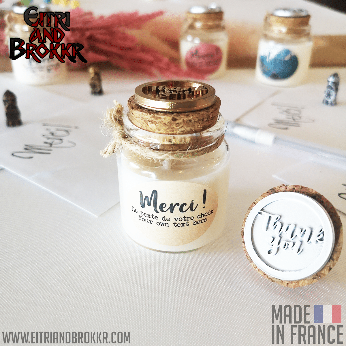Remerciement - Bougies personnalisées parfumées et cadeau pour invités