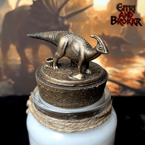 Bougie Dinosaure - Parasaurolophus - Parfum Cuir & Iris