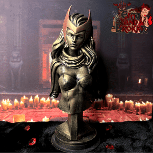 Buste de Scarlet Witch, effet bronze et couronne rouge