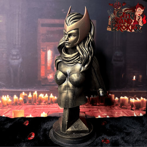 Buste de Scarlet Witch, effet bronze et couronne rouge