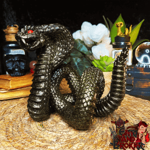 Serpent Cobra noir à pailettes Or - 15 cm