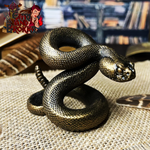 Serpent Crotalus Western diamondback rattlesnake en résine effet bronze idéal pour décoration ou cabinet de curiosité