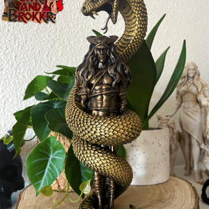 Statuette de Loki XL en résine avec le serpent déversant son venin