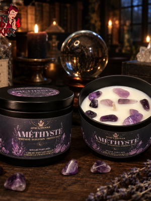 Bougie Améthyste | Lithothérapie | Sérénité Intuition Protection