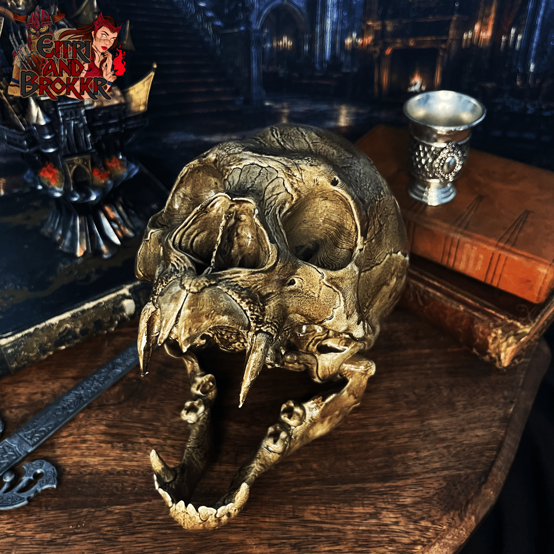 Crâne de vampire | Sculpture en résine taille 1:1 | Pièce unique