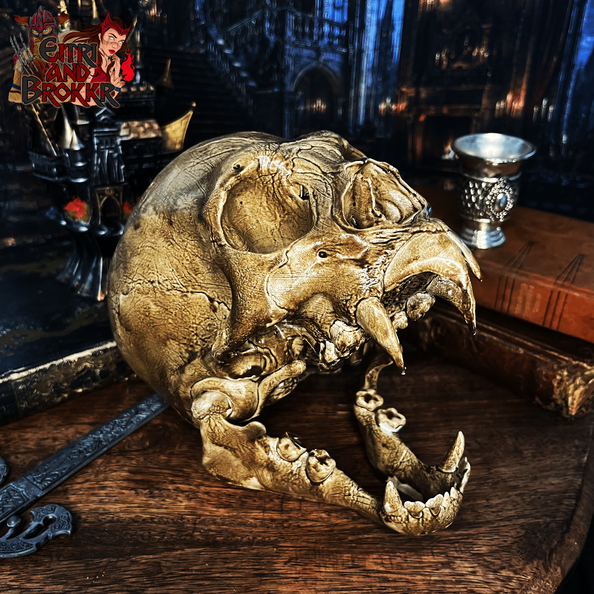 Crâne de vampire | Sculpture en résine taille 1:1 | Pièce unique