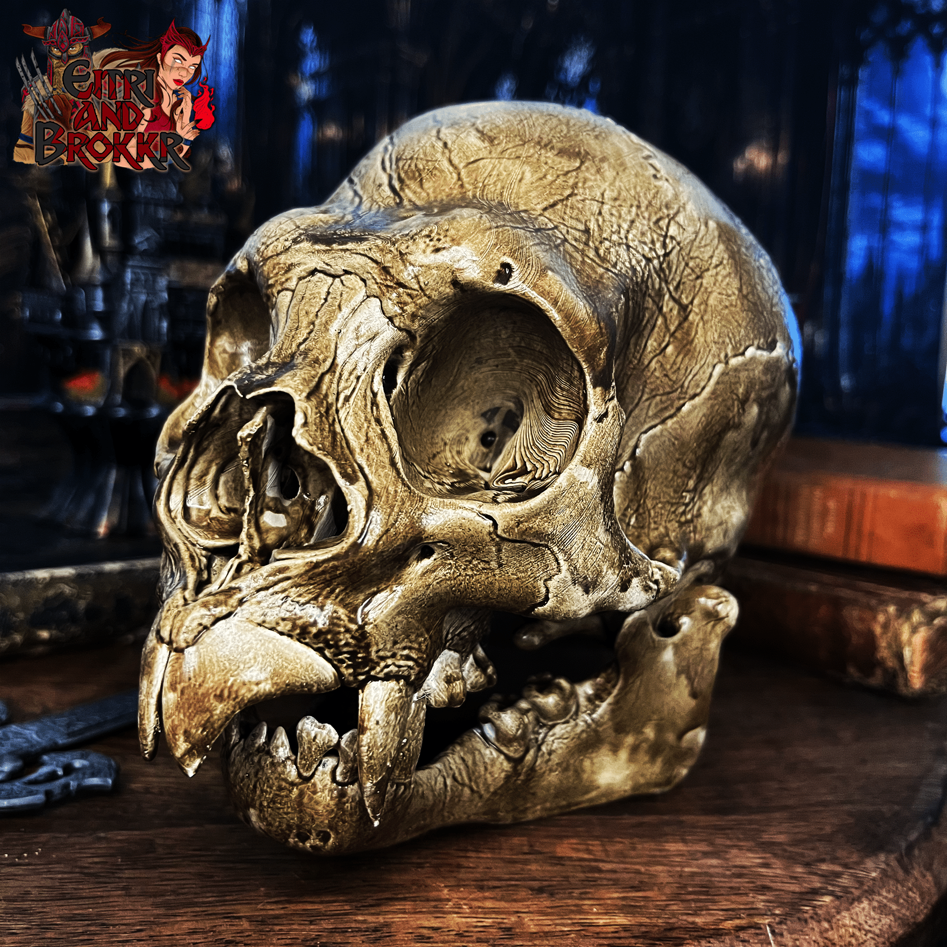 Crâne de vampire | Sculpture en résine taille 1:1 | Pièce unique