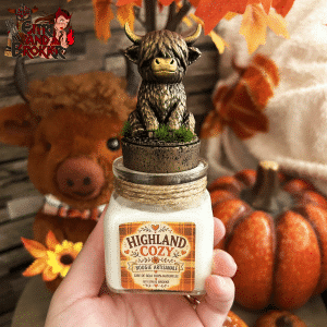 Bougie Highland Cozy | Ambiance cocooning, vache des Highlands