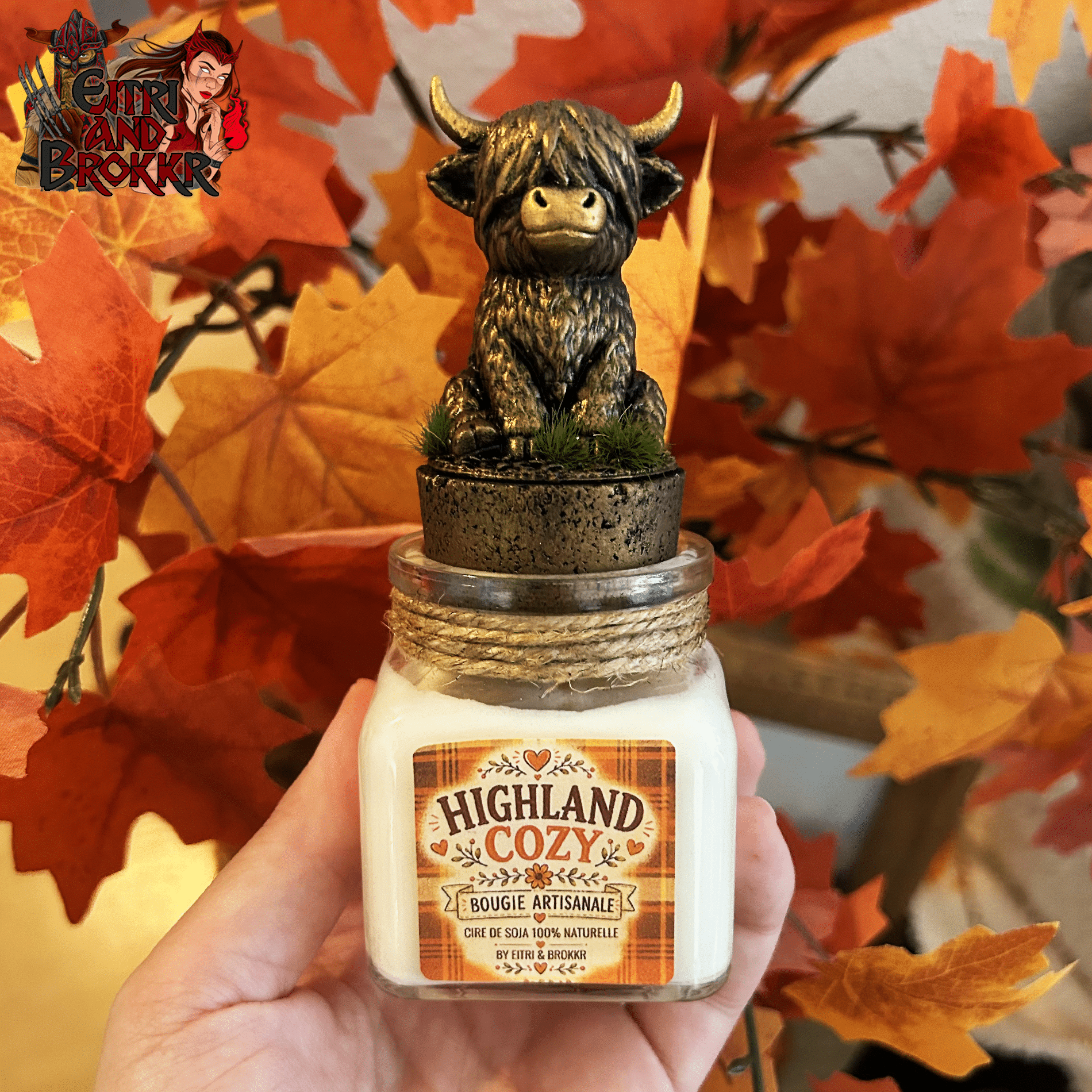 Bougie Highland Cozy | Ambiance cocooning, vache des Highlands